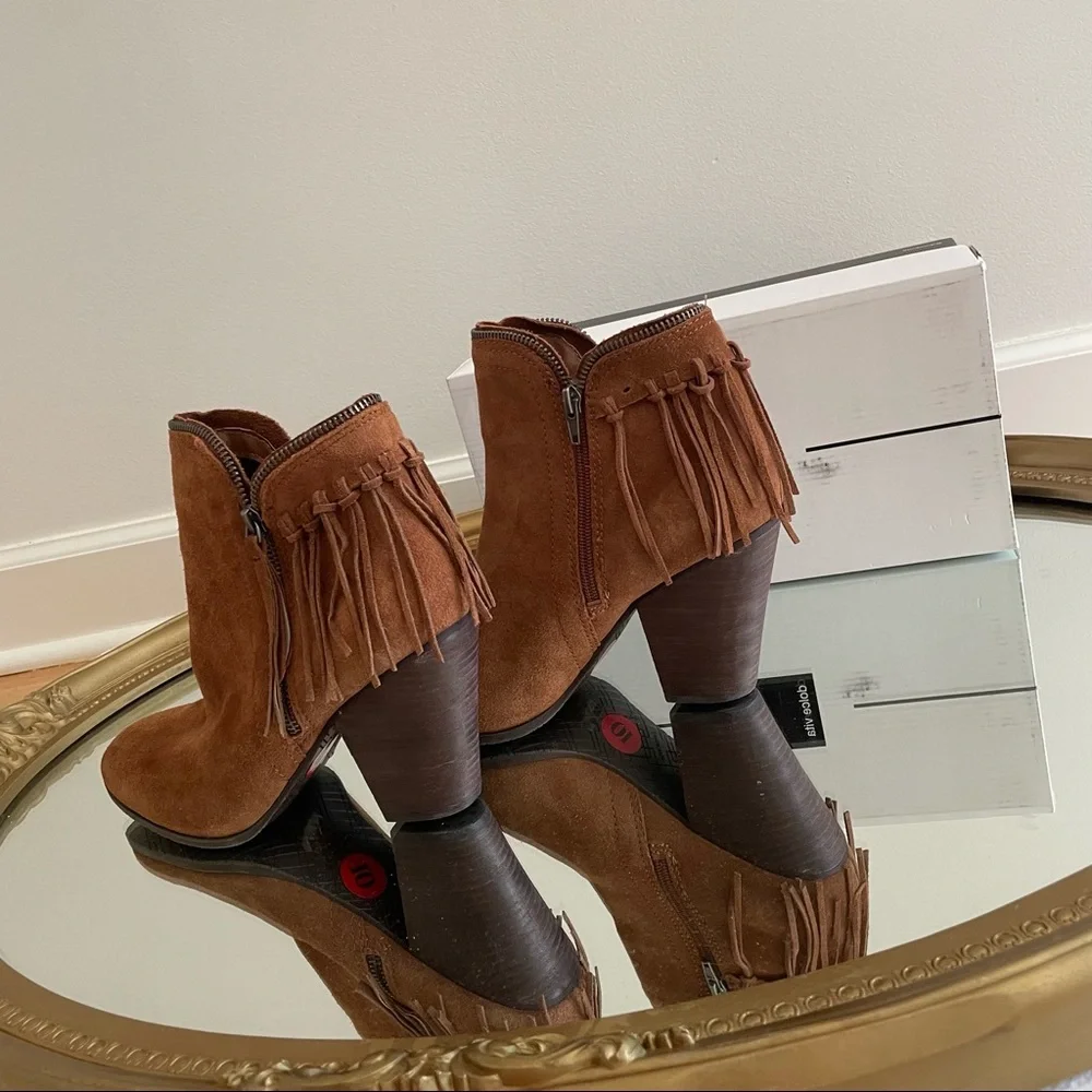 Dolce Vita Size 10 New Fringe Leather Ankle Heeled Booties ~ Shoes